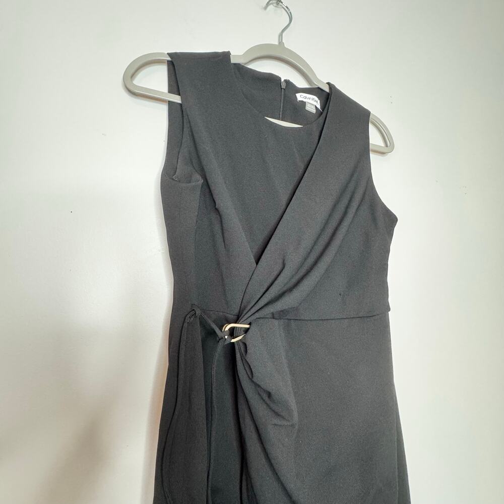 Calvin Klein Scuba Crepe Side Tie Sheath Dress Black Women Size 10P Petite NWT - Picture 3 of 7